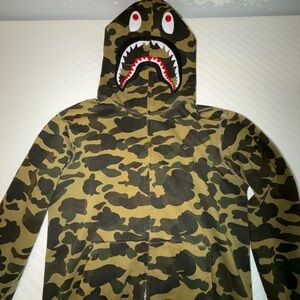 Bape Green and Tan Shark Hoodie